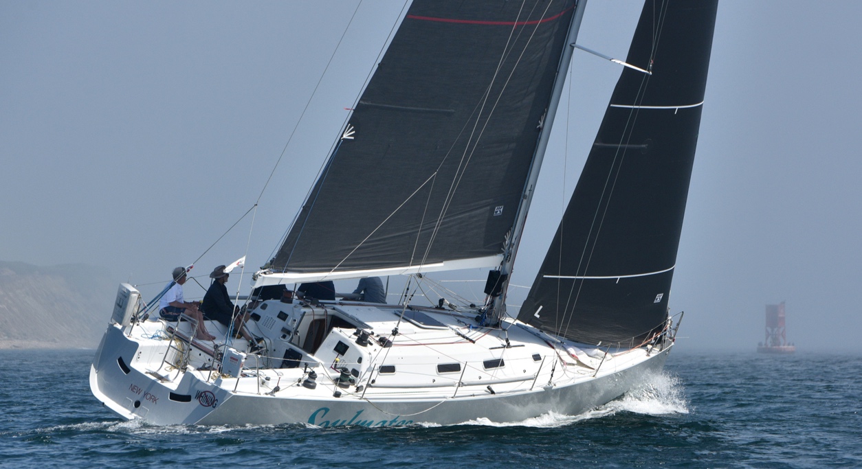 Racing into a fog bank off the southwest corner of Block Island.