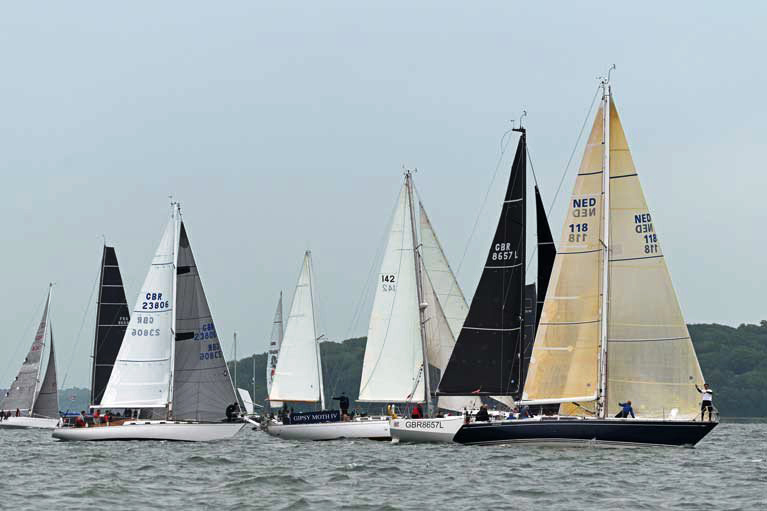 The Swan 36 FINOLA (GBR 23806) and the S&amp;S 41 WINSOME (NED 118) on the starting line of the 2019 RORC Channel Race.