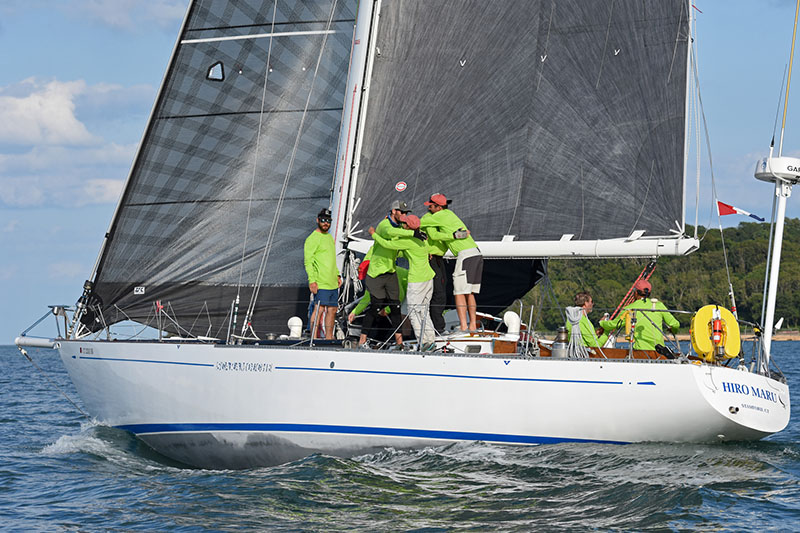 HIRO MARU’s crew celebrating after winning IRC 3 in the 2019 Transatlantic Race.