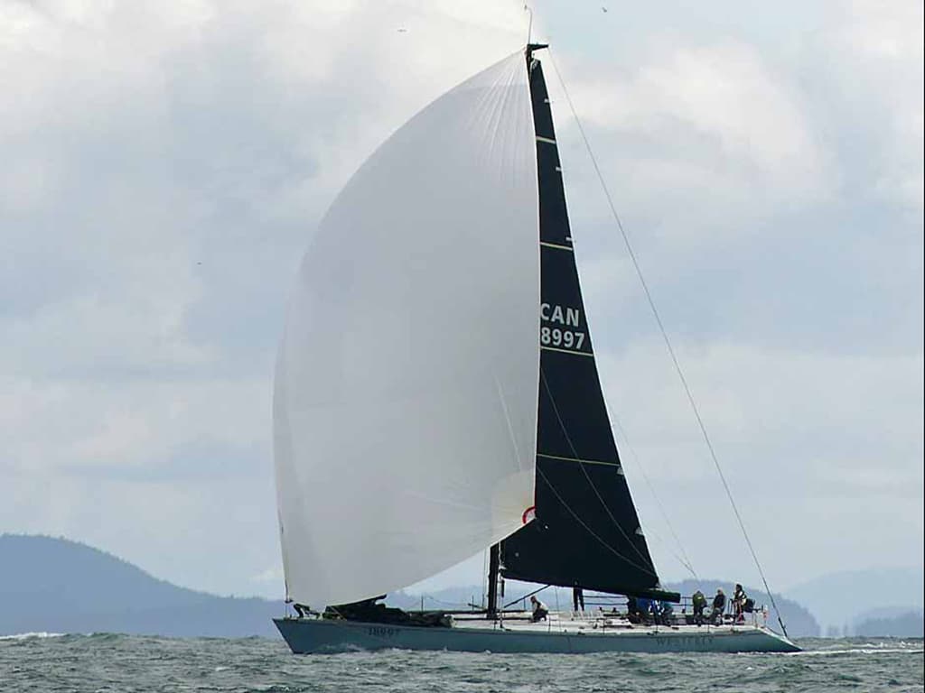 WESTERLY flying an A2 after rounding the Beaumont Shoals mark of the 2023 Blackline Patos Island Race.