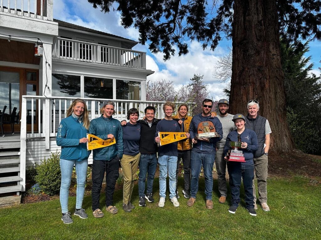 The WESTERLY crew accepting their awards for first in Division 1 and first overall in the 2023 Blackline Patos Island Race.