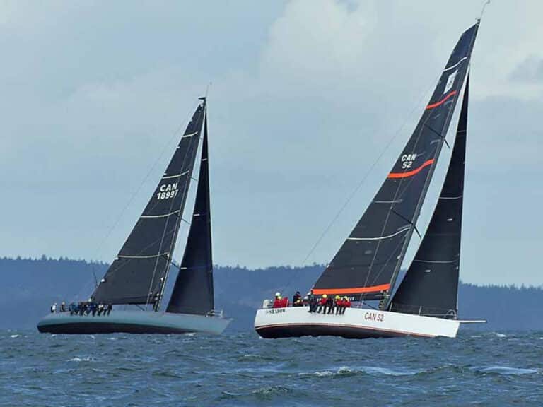 Santa Cruz 70 WESTERLY and TP52 THE SHADOW II battle for the lead on the 2023 Patos Island Race