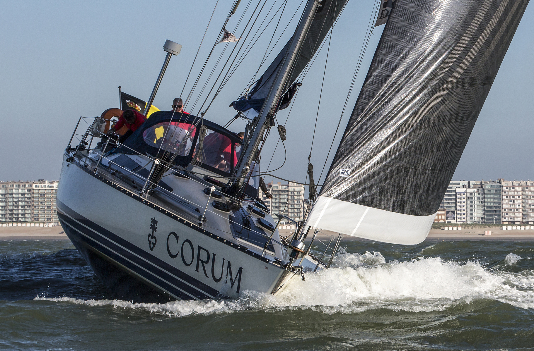 Photographer Gerhard Batur captured NiNiX reefed down off her home port of Nieuwpoort, Belgium.